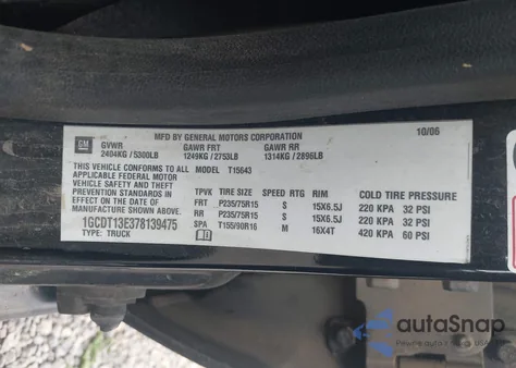 2007 Chevrolet Colorado Lt z USA, uszkodzony, nr VIN 1GCDT13E378139475